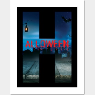 Halloween scary design inside the Letter H. Posters and Art